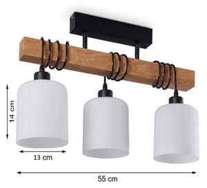 Brilagi - Přisazený lustr WOOD GLASS 3xE27/60W/230V borovice/černá/bílá