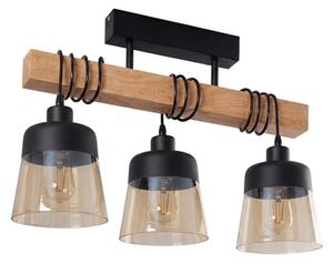 Brilagi - Přisazený lustr WOOD GLASS 3xE27/60W/230V borovice/černá/kouř hnědá