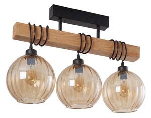 Brilagi - Přisazený lustr WOOD GLASS 3xE27/60W/230V borovice/černá/kouř hnědá