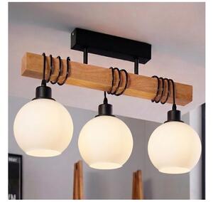 Brilagi - Přisazený lustr WOOD GLASS 3xE27/60W/230V borovice/černá/bílá