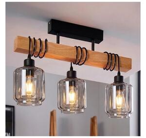Brilagi - Přisazený lustr WOOD GLASS 3xE27/60W/230V borovice/černá/kouř béžová