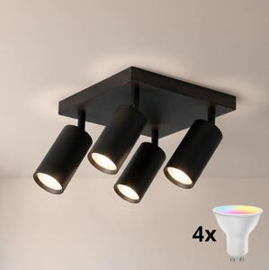 Brilagi - LED RGBW Stm bodové svítidlo SELE SQUARE 4xGU10/6,5W/230V černá