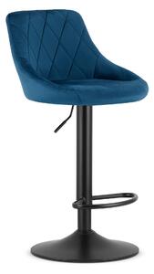 Modrá barová židle KAST VELVET s černou nohou