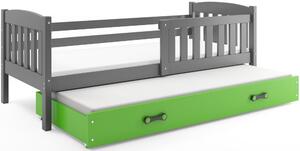 BMS Group Dětská postel s výsuvnou přistýlkou KUBUS grafit Velikost postele: 200x90 cm, Barva šuplíku: Zelená