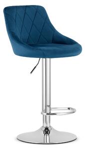 Modrá barová židle KAST VELVET