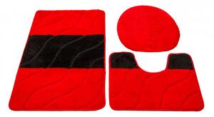 Sada koupelnových koberečků FIORI červená / černá, pruhy