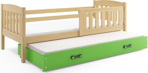 BMS Group Dětská postel s výsuvnou přistýlkou KUBUS borovice Velikost postele: 200x90 cm, Barva šuplíku: Zelená