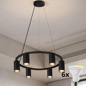 Brilagi - LED RGBW Stmívatelný lustr na lanku SELE 6xGU10/6,5W/230V černá