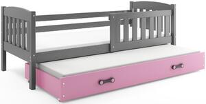 BMS Group Dětská postel s výsuvnou přistýlkou KUBUS grafit Velikost postele: 200x90 cm, Barva šuplíku: Růžová