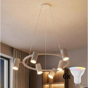 Brilagi - LED RGBW Stmívatelný lustr na lanku SELE 6xGU10/6,5W/230V bílá