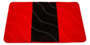 Sada koupelnových koberečků FIORI červená / černá, pruhy / vlny