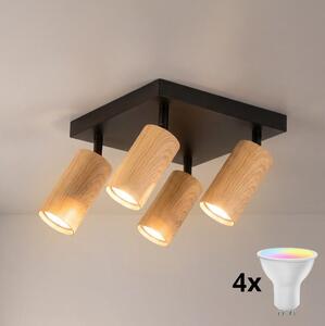 Brilagi - LED RGBW Stm bodové svítidlo SELE SQUARE 4xGU10/6,5W/230V černá/dub