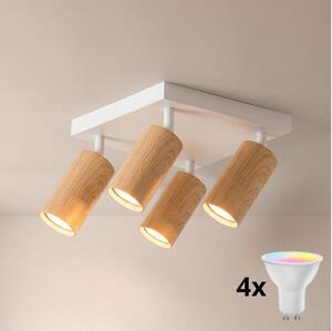 Brilagi - LED RGBW Stm bodové svítidlo SELE SQUARE 4xGU10/6,5W/230V bílá/dub