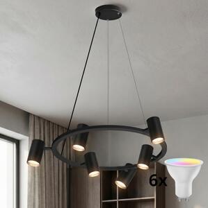 Brilagi - LED RGBW Stmívatelný lustr na lanku SELE 6xGU10/6,5W/230V černá