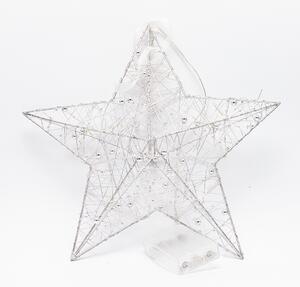 Vánoční kovová dekorace, hvězda, průměr 30 cm s 20 LED světly