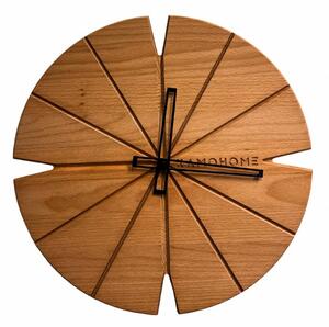 Kamohome Dřevěné nástěnné hodiny CORVUS Průměr hodin: 30 cm, Materiál: Buk