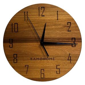 Kamohome Dřevěné nástěnné hodiny LYRA Průměr hodin: 40 cm, Materiál: Ořech evropský