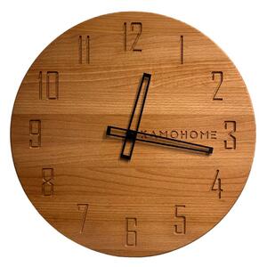 Kamohome Dřevěné nástěnné hodiny LYRA Průměr hodin: 30 cm, Materiál: Buk