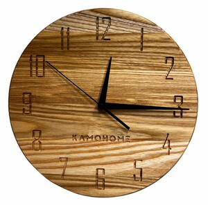 Kamohome Dřevěné nástěnné hodiny LYRA Průměr hodin: 30 cm, Materiál: Ořech evropský