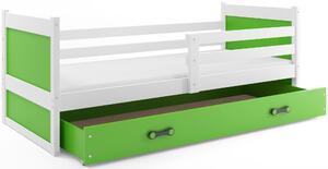 BMS Group Dětská postel s úložným prostorem RICO bílá Velikost postele: 190x80 cm, Barva výplní: Zelená