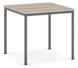Jídelní stůl, 800 x 800 mm, tmavě šedá podnož, dub přírodní