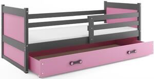 BMS Group Dětská postel s úložným prostorem RICO grafit Velikost postele: 190x80 cm, Barva výplní: Růžová