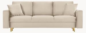 Trojmístná rozkládací pohovka s úložným prostorem Cartadera Light Beige & Gold