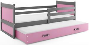 BMS Group Dětská postel s výsuvnou přistýlkou RICO grafit Velikost postele: 200x90 cm, Barva výplní: Růžová