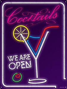 Plechová Cedule Cocktails - We Are Open