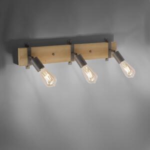 Leuchten Direkt 13473-79 SLAT - Stropní retro industriální svítidlo ve dřevě a kovu 3 x E27 (Stropní industriální bodovka z přírodního dřeva)