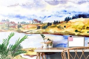 Tapeta akvarelová vesnička - 300x200 cm