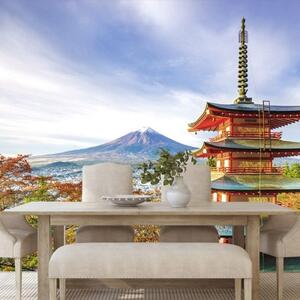 Fototapeta výhled na Chureito Pagoda a horu Fuji - 300x200 cm