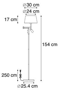 Ocelová stojací lampa s bílým stínidlem a nastavitelnou lampou na čtení - Ladas