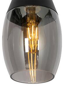 Moderní závěsná lampa černá s kouřovým sklem - Drop