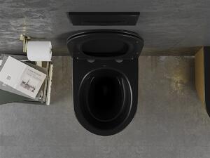 Mexen Lena, závěsná toaletní mísa 480x360x355 mm s pomalu padajícím sedátkem, černá matná - zlatý vzor, 30224077