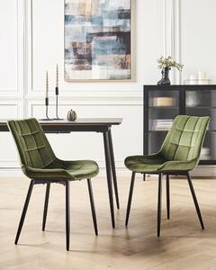 Sada 2 sametových jídelních židlí zelené MELROSE II