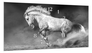 Nástěnné hodiny 30x60cm kůň šedý grošák - plexi