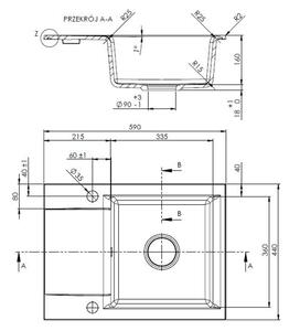 INVENA - Granitový dřez TESALIA krátký odkap, černý s automatickým sifonem, chrom AZ-01-042-B
