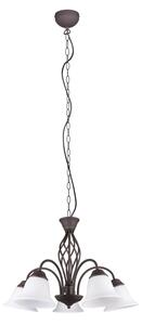 Trio Leuchten 101000524 RUSTICA - Závěsný rustikální lustr v hnědé barvě 5 x E14, Ø 60cm (Rustikální závěsný pětiramenný lustr)