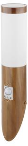 Globo 3157SW BOSTON - Venkovní nástěnné svítidlo s čidlem v imitaci dřeva 1 x E27, IP44 (Venkovní nástěnné svítidlo v dřevěné barvě se senzorem pohybu)