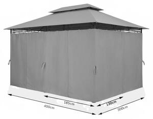 Zahradní altán pavilon TOPAS 4x3m - světle šedá