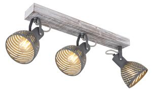 Globo 54661-3 MORI - Stropní nebo nástěnná lampa se dřevěnou monturou 3 x E27 (Tříbodové svítidlo na zeď i na strop)