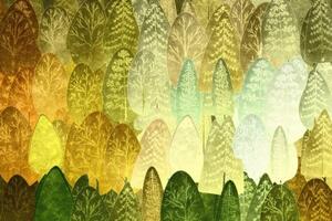 Samolepící tapeta zelené asymetrické stromy - 450x300 cm