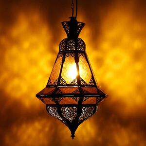 Marocká závěsná lampa Houta žlutá