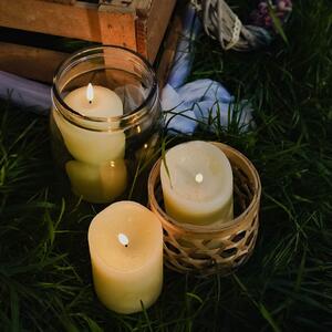 DECOLED Sada 3 LED svíček, mandlová, 8 cm, s dálkovým ovladačem