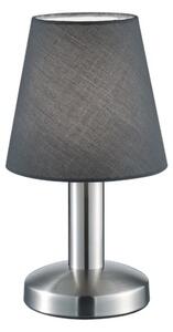 Trio Leuchten 599600142 MATS - Dotykem stmívatelná stolní lampička s šedým textilním stínidlem 1 x E14, výška 24cm (Dotyková stolní lampička v matném niklu vhodná k posteli)