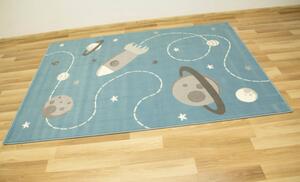 Dětský koberec Kids 534547/95822 Sky, světle modrý, vesmír