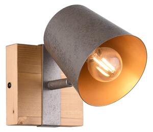 Trio Leuchten 801900167 BELL - Nástěnné svítidlo se dřevěnou monturou 1 x E14 (Retro nástěnné svítidlo se dřevěnou monturou a plechovým stínidlem, bez vyppínače)