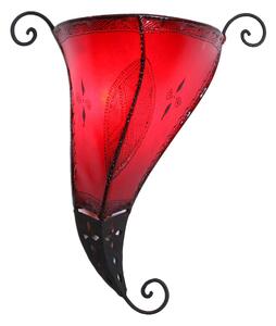 Kožená nástěnná lampa Mina červená