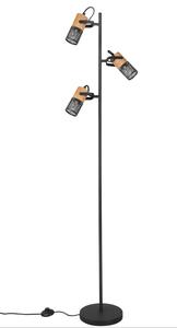 Trio Leuchten 404300332 TOSH - Trojramenná stojací lampa s dřevěnými prvky 3 x E14, výška 150cm (Stojací trojramenná lampa v retro vintage stylu)